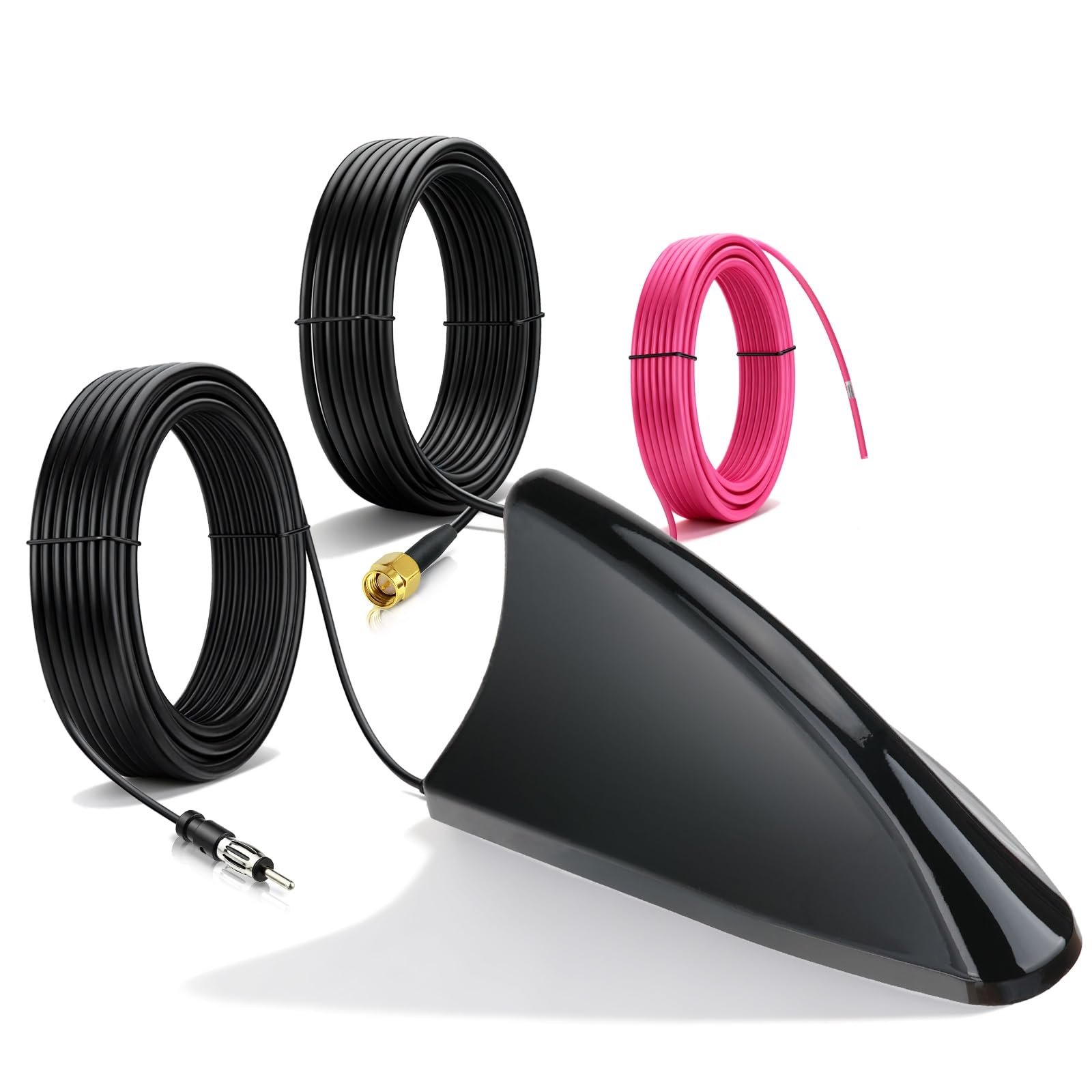 Bingfu Antenna Auto Pinna di Squalo Autoradio FM AM & GPS Beidou GNSS | 8dB LNA, Tensione Larga 9-16V, Impermeabile IP65, Compatibile con Sistemi Stereo e Navigazione Camion Camper Furgoni, Nero