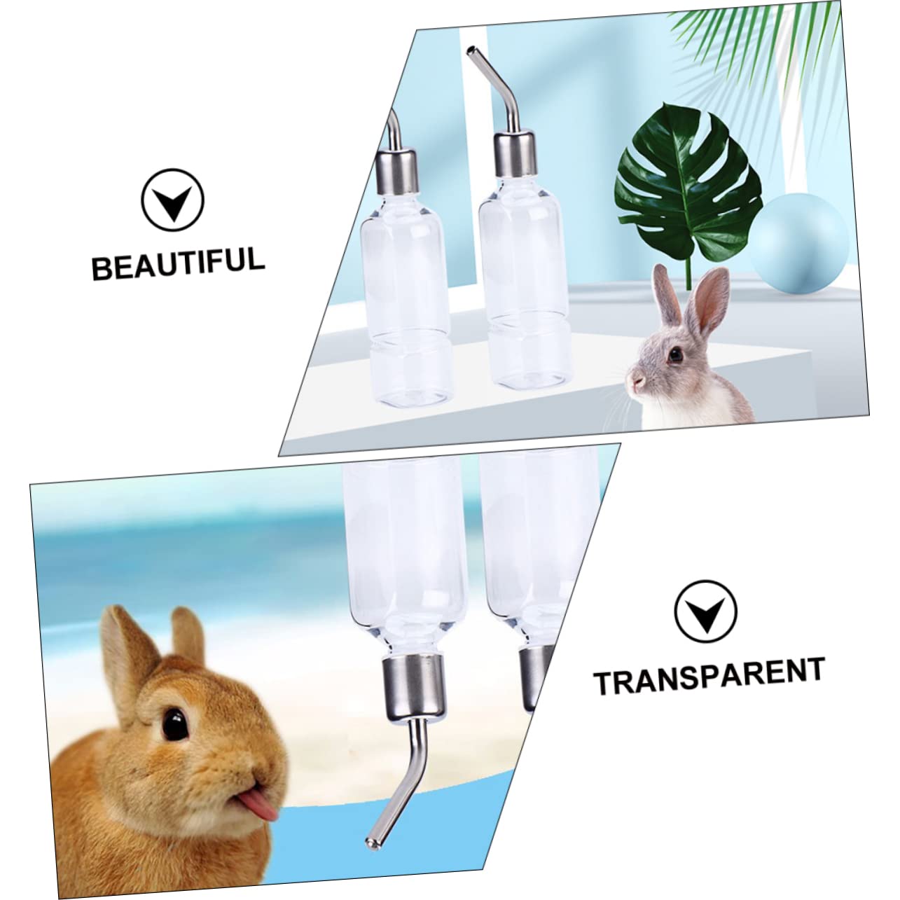 Beaupretty Juego De 3 Botellas De Agua para Hámster Cobaya Y Hurón Fáciles De Instalar Rellenables En Acero Inoxidable (2 Unidades X 3)