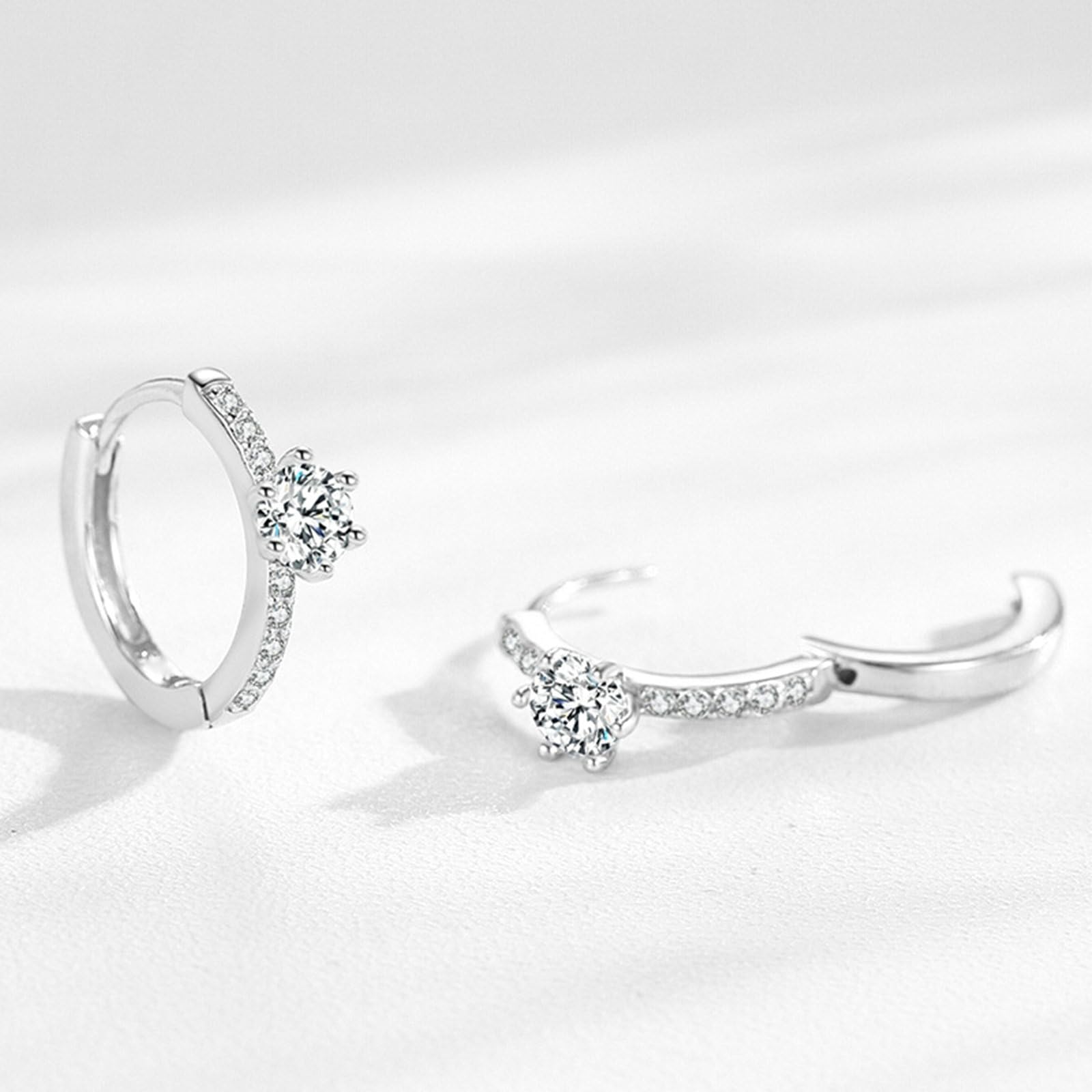 Pendientes de aro de oro blanco y platino de 9K/14K/18K para mujer, moissanita blanca, aretes para mujer, color dorado, simples