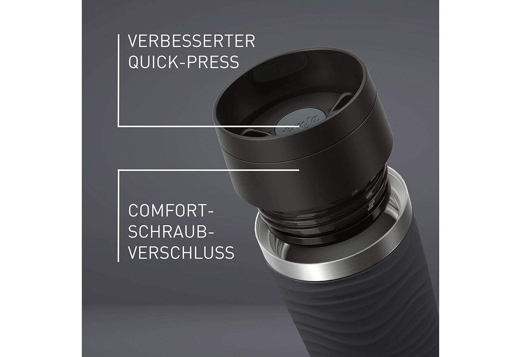 Emsa Mug Voyage Isotherme Wave 0,5L Noir - 6h Chaud 12h Froid - 100% Étanchéité - Ouverture 360°