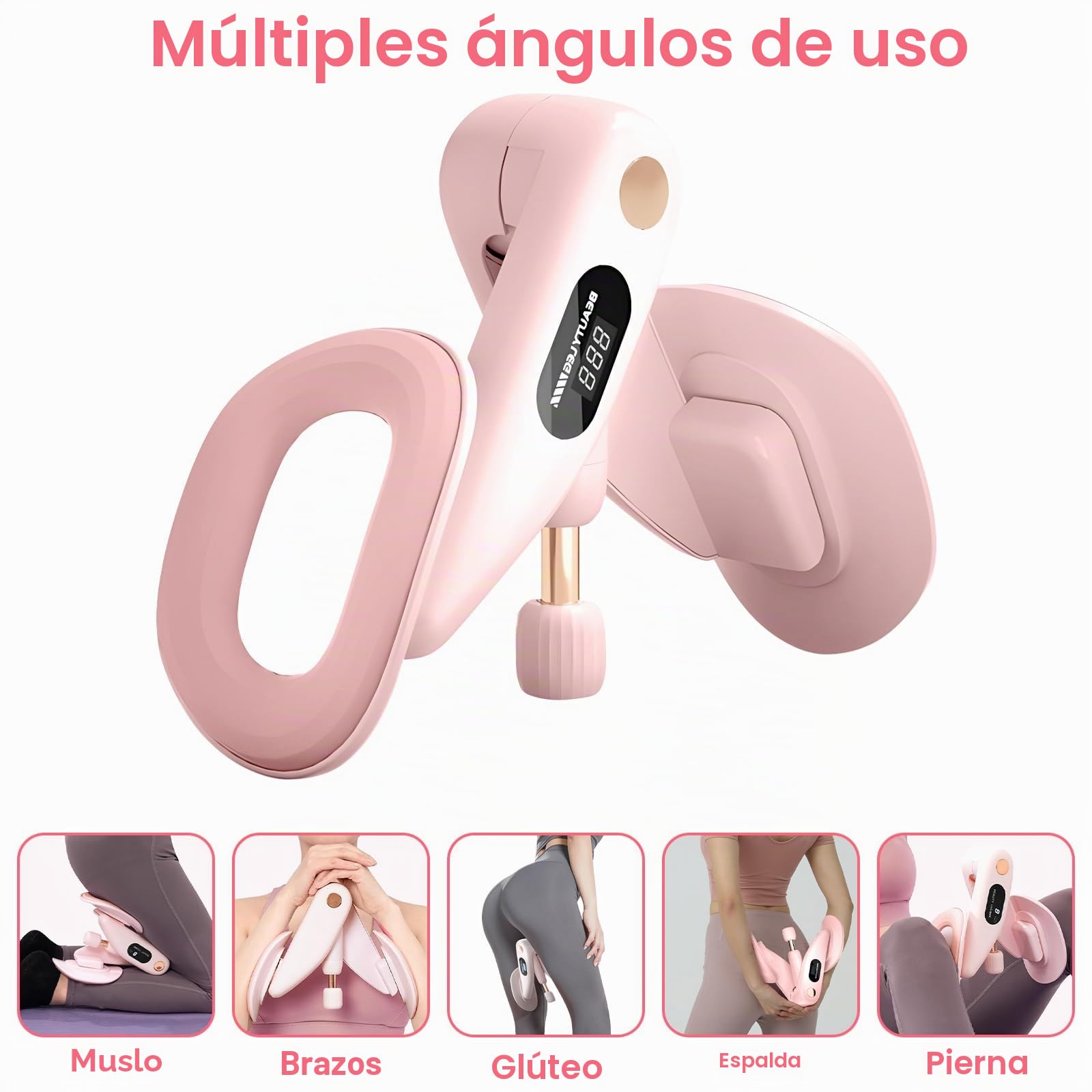 Entrenador de Suelo Pelvico Mujer Ejercitador de Cadera Fortalecedor de Suelo Pélvico con Contador, Rosa