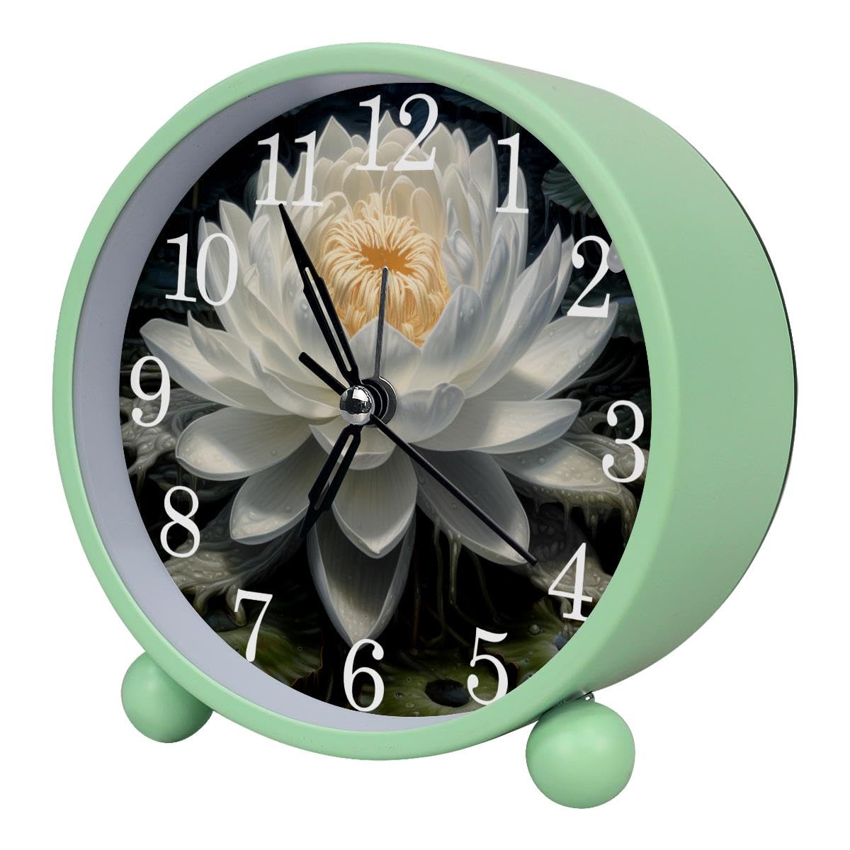 Luoweisi Alarm Clock Lotus, Silent Non-Ticking with Night Light
