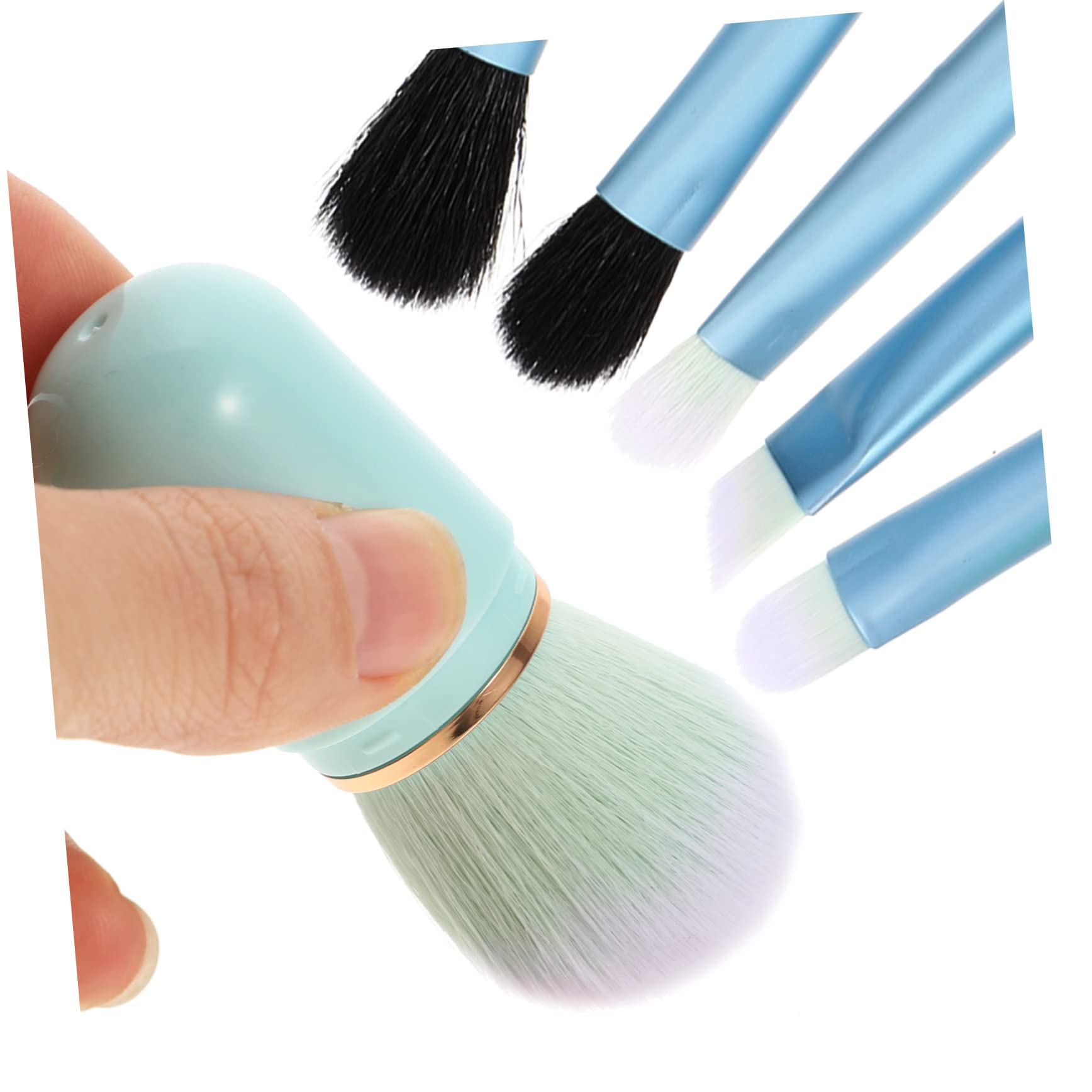Healeved 5juegos Brochas De Maquillaje De Fibra Artificial Con Espejo Profesional De Pinceles Cosméticos Para Viaje y Uso Diario Incluye Brocha Para Rubor y Sombra De Ojos