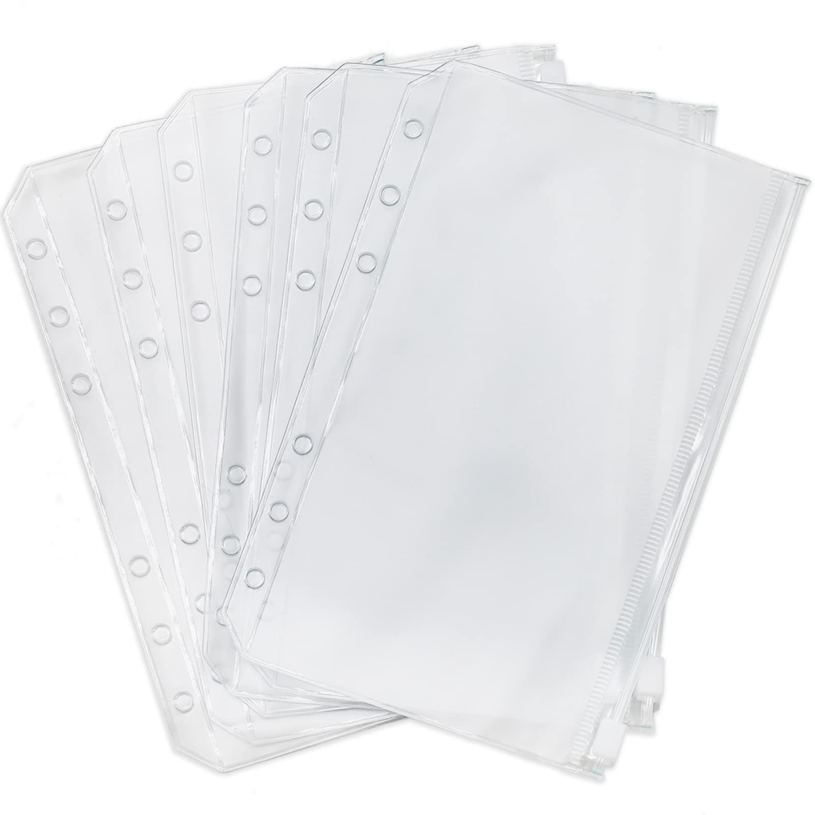 6 Pcs A6 Plastic Zipper Budget Binder Pockets,A6 Size 6Hole Plastic Binder Zipper Folders Waterproof Loose Leaf Bags Notebook Documents,Photo,Bills Organizer Money Cash Envelope Punch Wallet Organiser