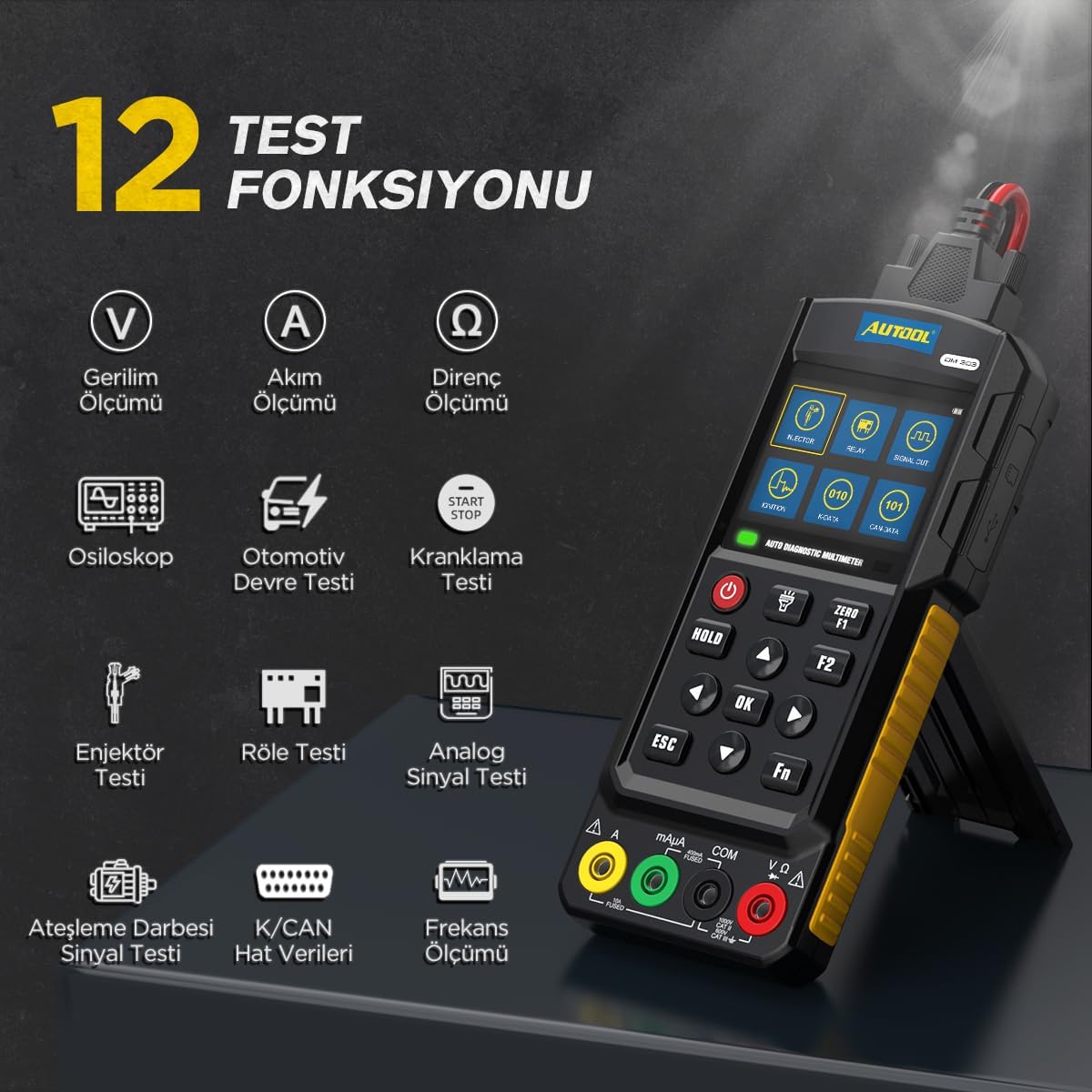 Digital Multimeter Tester, Spannung Strom Frequenz Widerstand Schaltung Analog Signal Oszilloskop lgnition Pulse Signal Fuel Injector Analog Aignal Relay Kline und kann Daten lesen Maßnahmen Tool