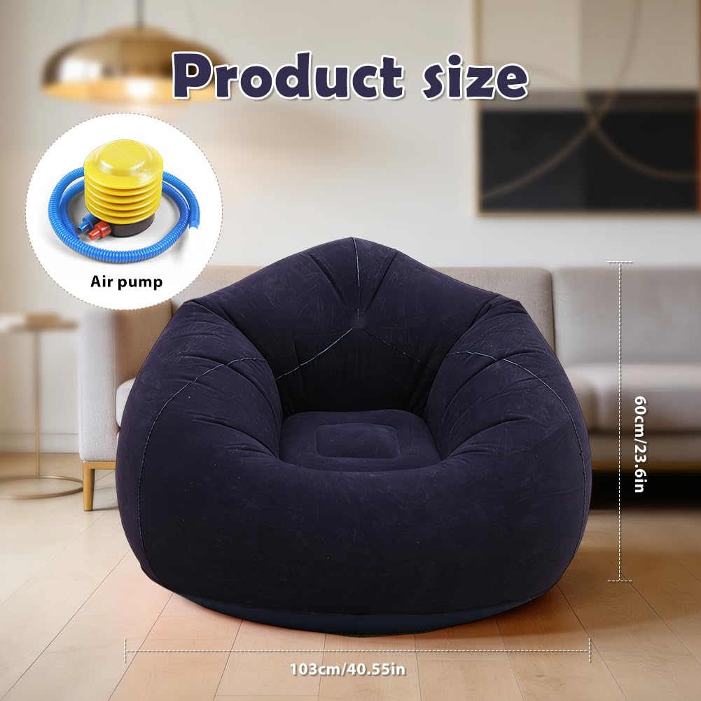 Divano gonfiabile e poltrona, Pouf gonfiabile, Poltrona Sacco Gonfiabile con Pompa Incorporata, poltrona gonfiabile, divano ad aria per esterni, campeggio, piscina e feste in spiaggia (Blu)