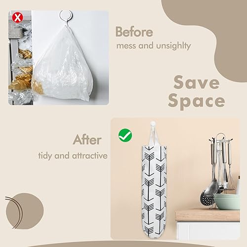 Miniatura 2 de Soporte para bolsas de plástico, soporte para bolsa de comestibles lavable, organizador de bolsas de plástico para montaje en pared, dispensador de