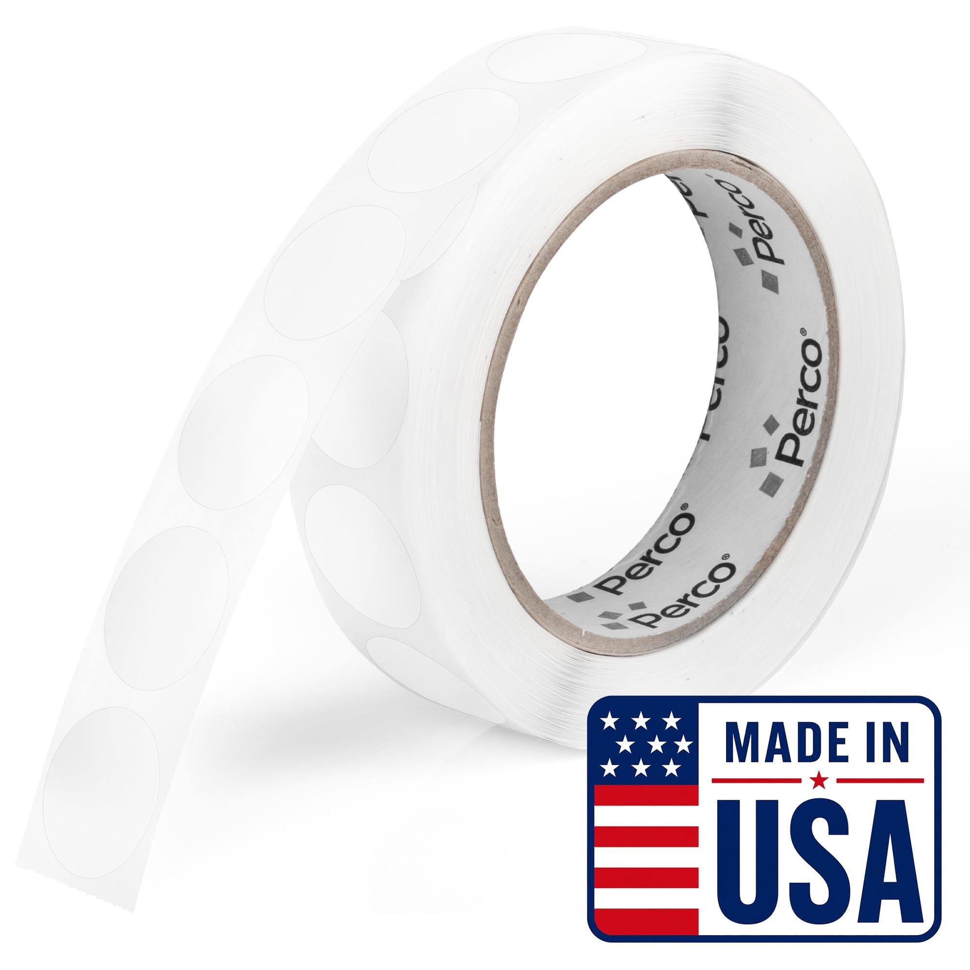 Perco Clear Round Circle Dot Sticker 1-Inch Labels with Easy-Tear Perforation, 1,000 Stickers per Roll - Transparent for Barcode Overlay, Clean Labeling &amp; Protection, Strong Adhesive - Made in USA