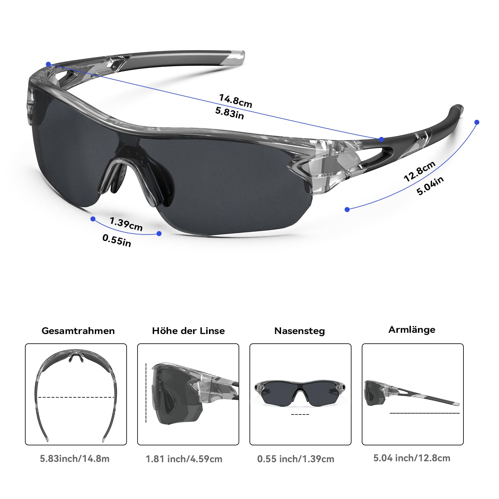 BEACOOL Occhiali da Sole Sportivi Polarizzati Uomo Donna Adolescente Ciclismo Baseball Militare Running Driving Pesca Golf Motocicletta Tac UV400