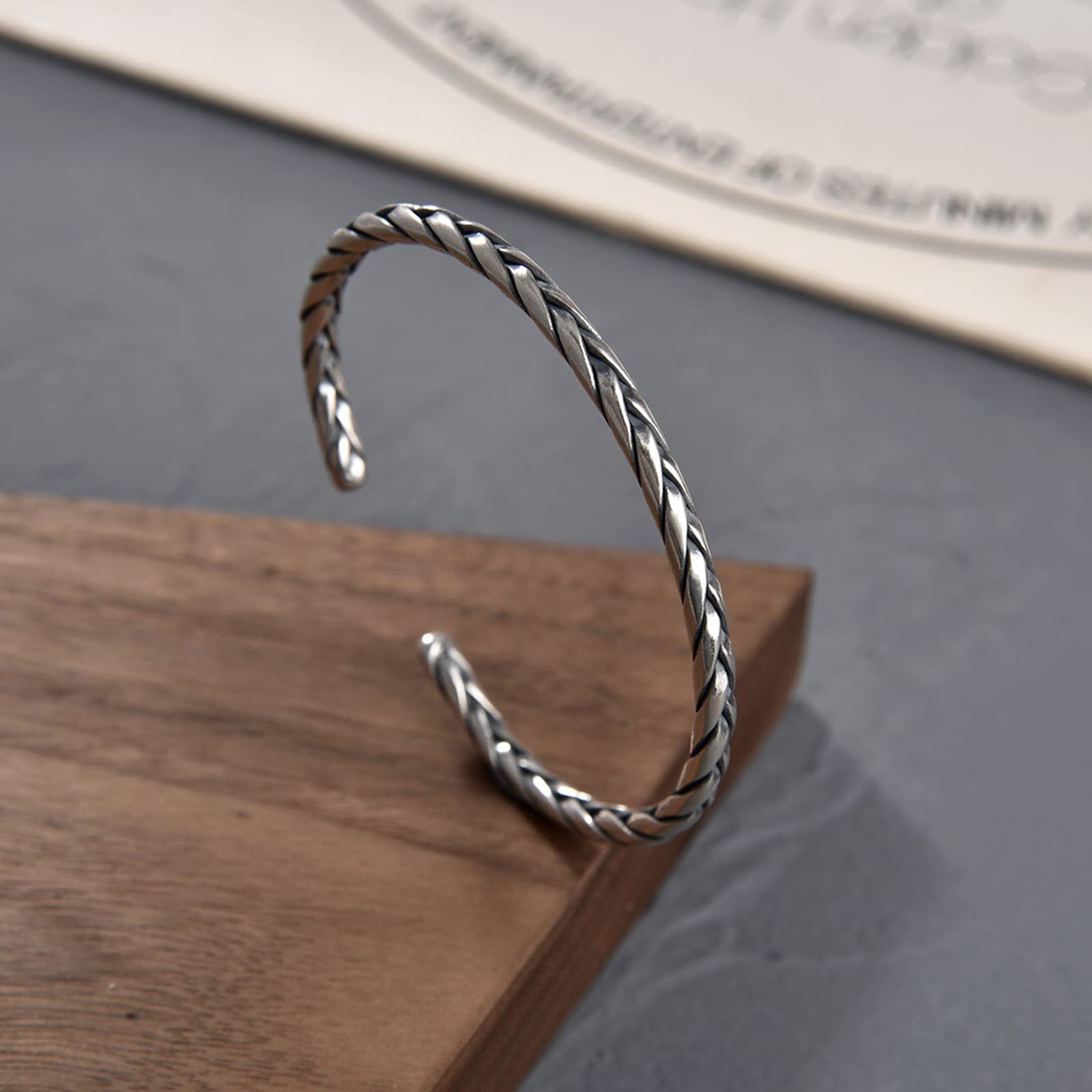 LYGXWJFC Mode Armreif Frauen Männer Schmuck Solide 925 Sterling Silber Weben Armreif Geschenk