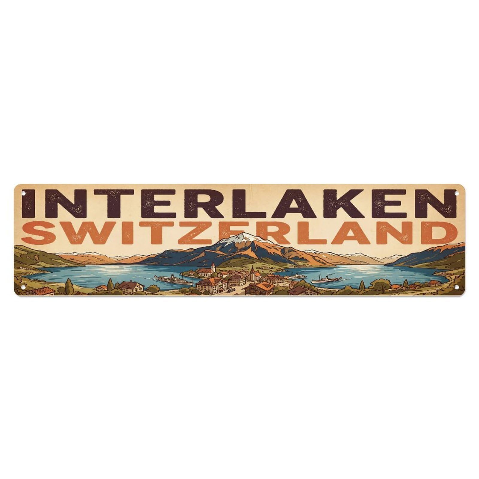 Tgrcjimh Style Metal Tin Sign Retro Travel Switzerland Interlaken