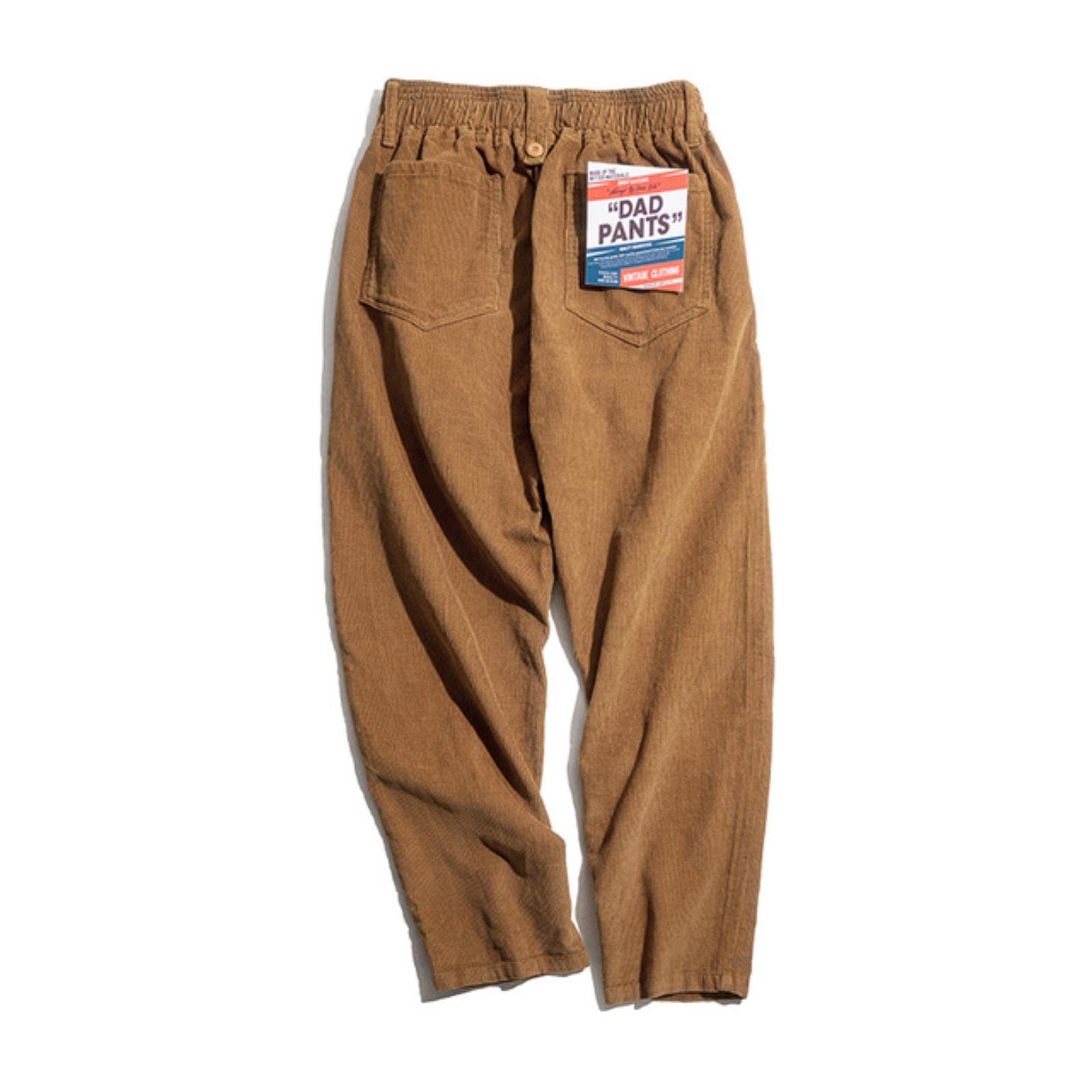 YujunYujun Brown Corduroy Pants Men Solid Harajuku Straight Pant Cargo Vintage Casual Streetwear Trouser Safari Bottoms