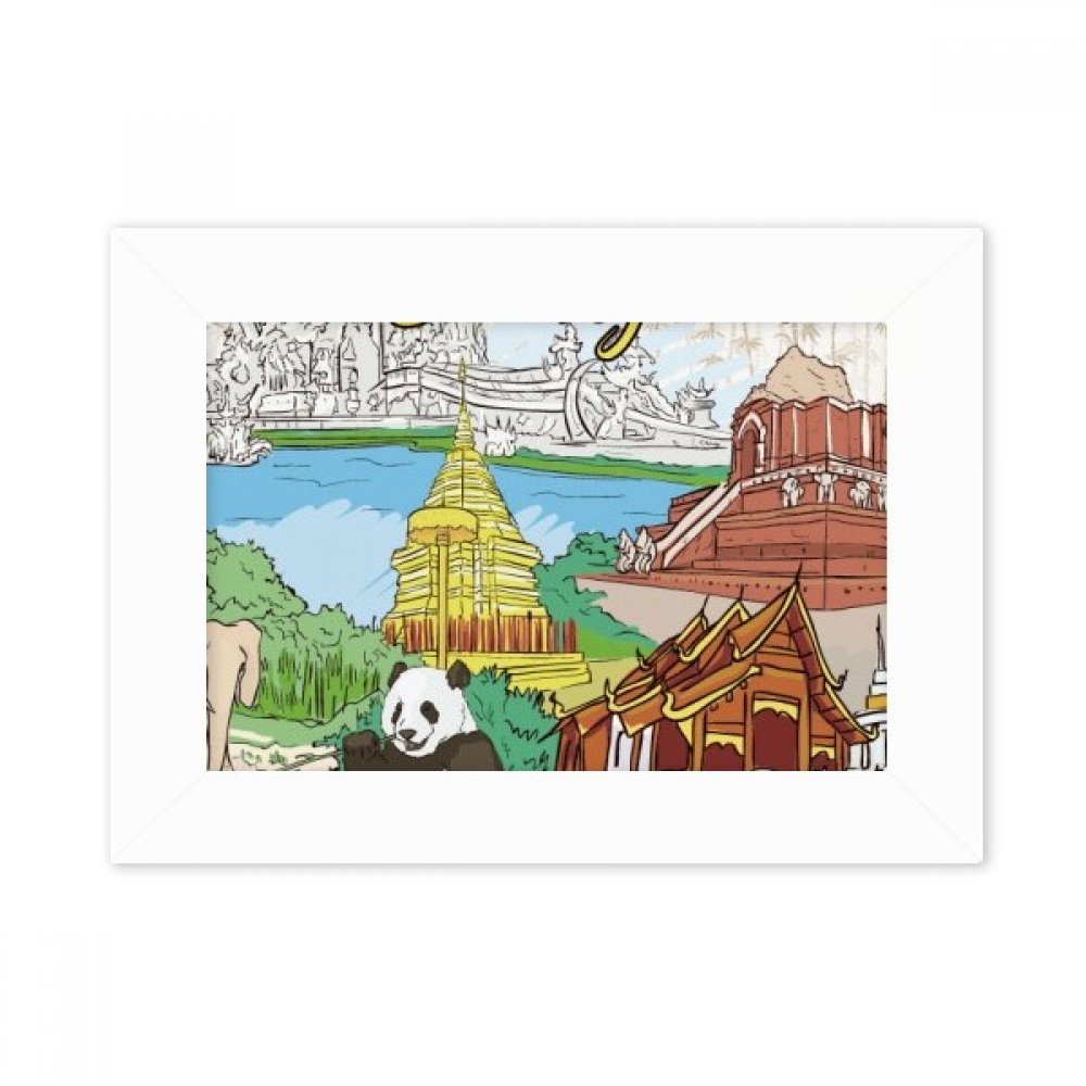 Image art panda Thaïlande Chiang Mai avec cadre photo blanc de bureau