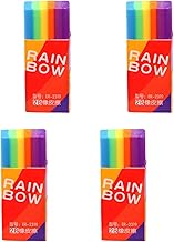 Pack of 4 Rainbow Erasers, 2B Children's Erasers Set, Mini Eraser for Children Party Bag Gift Toy, Funny Soft Eraser for Offices School Drawing