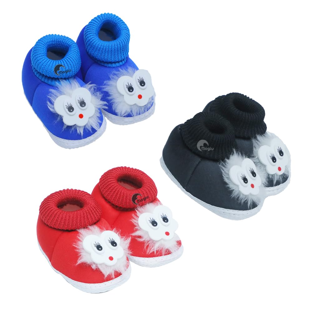 Pack of 3 Baby Booties for 0-12 Months | Soft Sole Cotton & Newborn Shoes | Handmade Crochet Booties | Anti-Slip Infant Footwear | Baby Boy Girl Cute, Lightweight & Comfortable-image-39