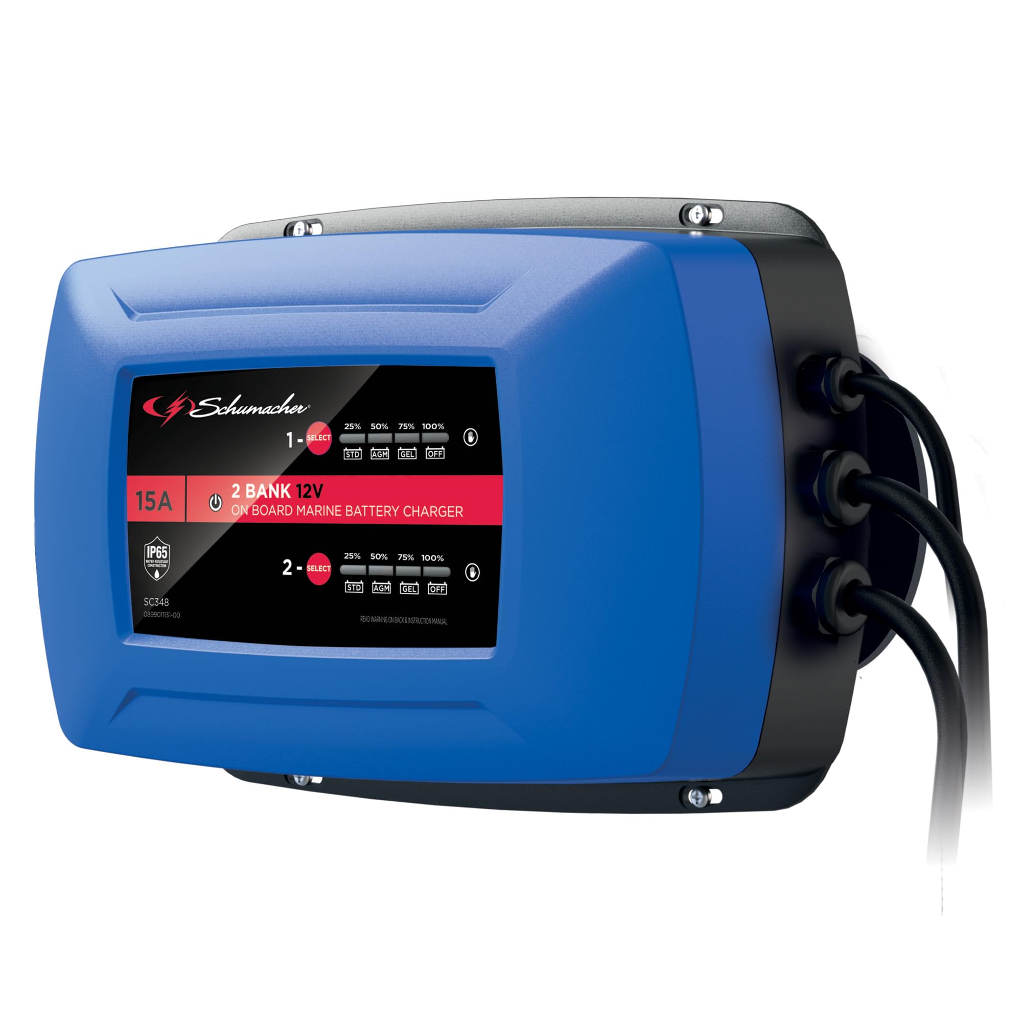 Schumacher Electric SC348-15A Cargador para 2 Baterías 12V Simultáneamente - Barco, Furgoneta, Caravana - Carga Inteligente - Pantalla Digital