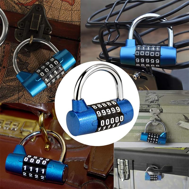 Cadenas Code Cadenas à combinaison à 5 chiffres avec mot de passe Cadenas(Blue)