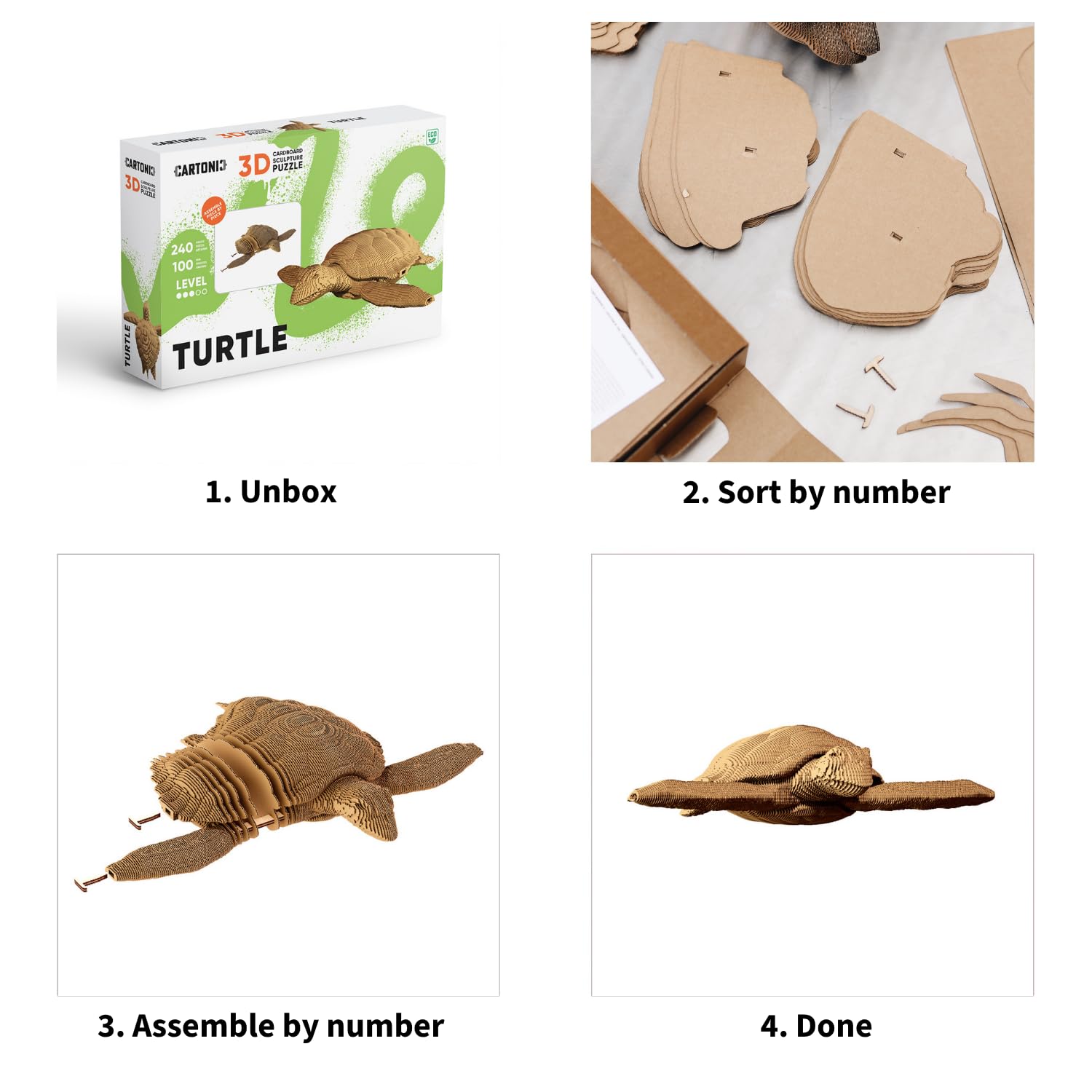 Tortuga Marina Puzzle 3D de Cartón – Maqueta para Montar