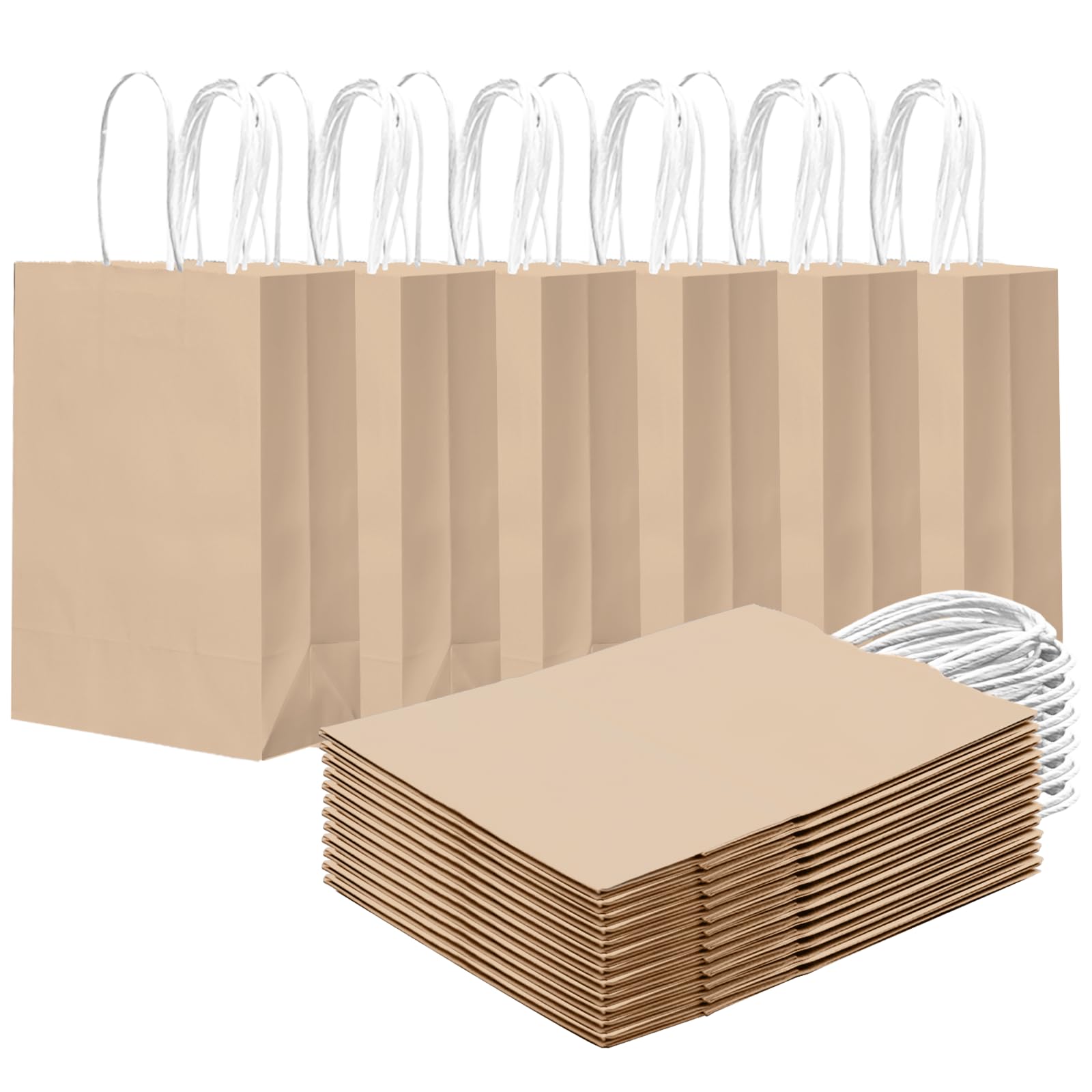 Gcardist 24PCS Small Gift Bag with Handles Bulk 8.3"x6"x3" Gift Bags Almond Yellow Bags Multiple Uses (15x8x21cm,Small Size)
