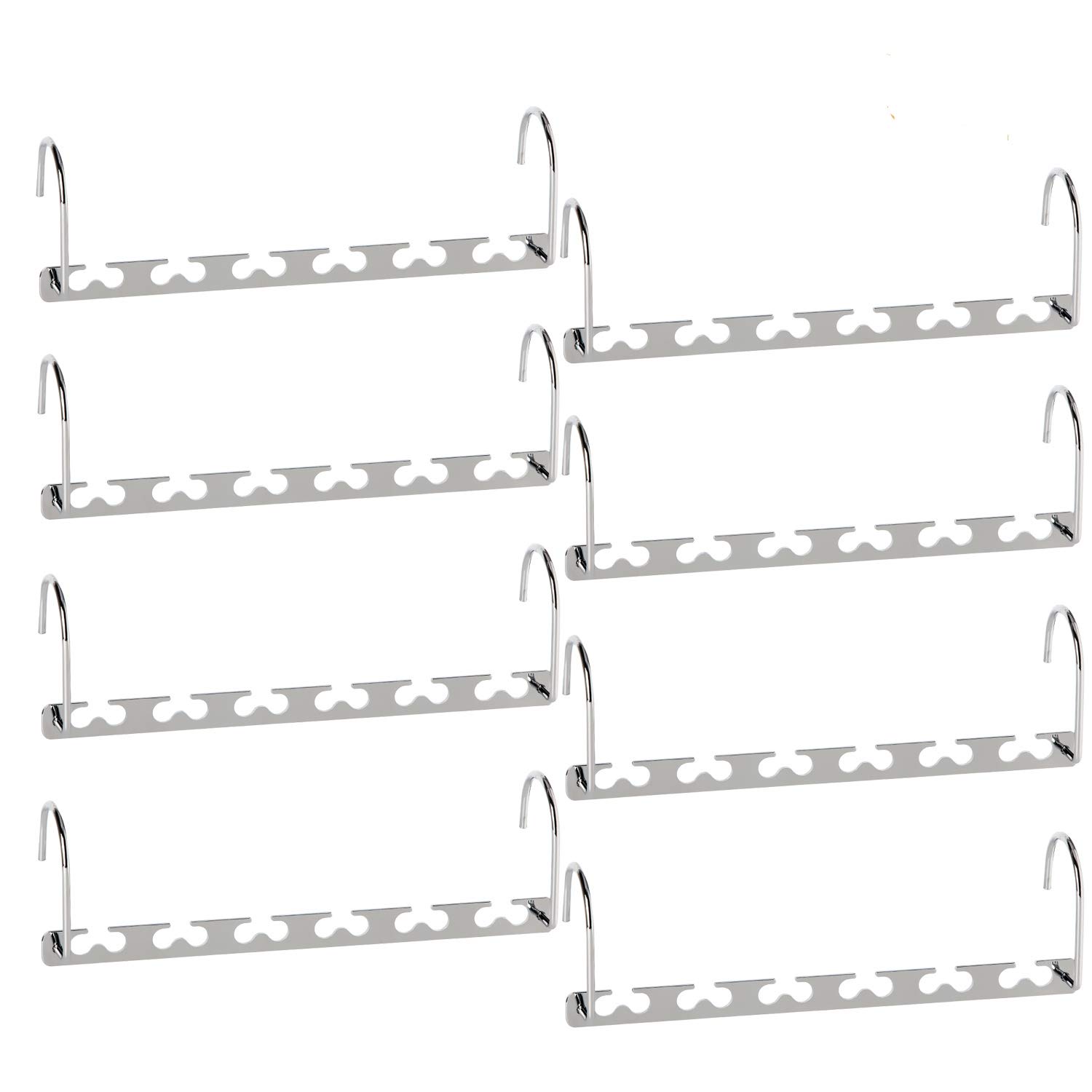 Geftol Silver Space Saving Hangers Metal Hanger Magic Cascading Hanger Closet Clothes Organizer(8 Pack)