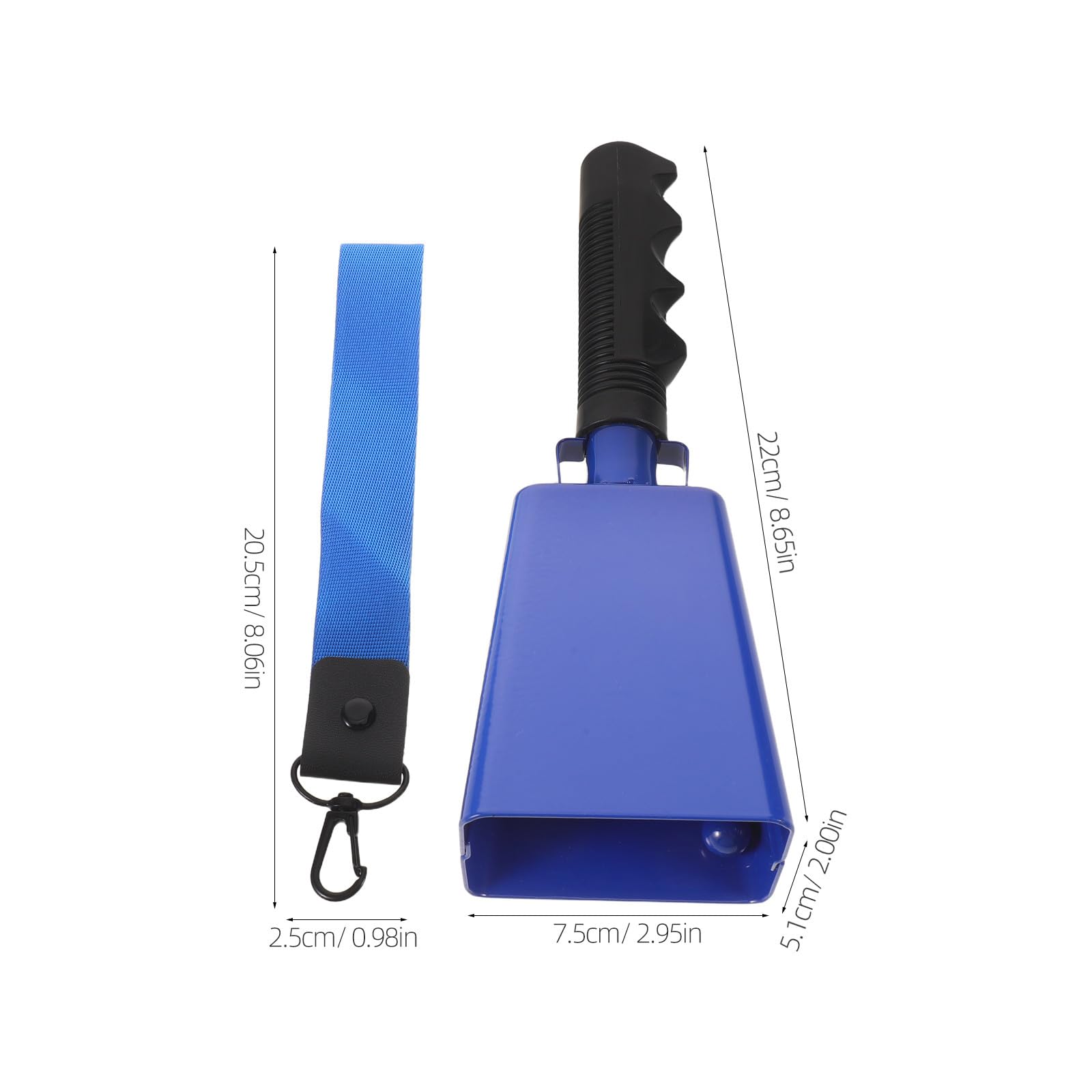 Hemobllo Kuhglocke mit Griff und Handschlaufe (22cm), Laute Metall Handglocke Fanartikel zum Anfeuern, Blaue Cowbell Glocke für Fußball, Sportveranstaltungen, Stadion und Party