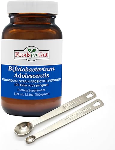 Foods For Gut Bifidobacterium Adolescentis Probiotic Powder 100 mil millones de ufc  Sin aditivos  Apoyo digestivo e inmunológico  Alta potencia  B.