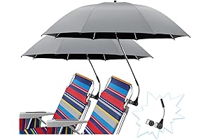 2 PCS SUPERBrella Beach Umbrella with 360° Adjustable Up to 50+ UPF...