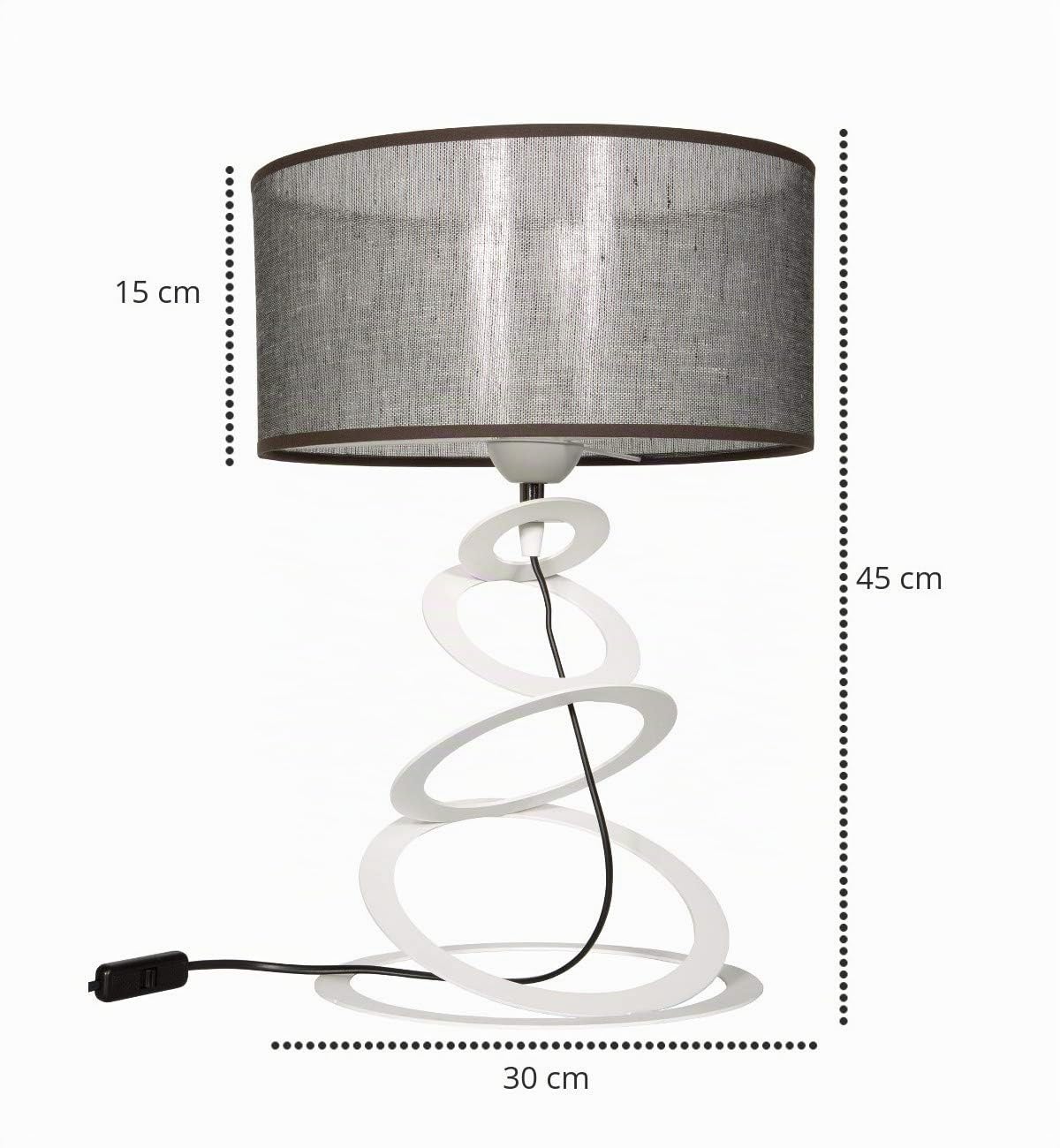 Light-Home Abajour Lampe de Chevet Chambre - Moderne Lampe De Table pour Chambre et Salon Élégante Lampe à Poser E27-45x30 cm - Noir et Gris