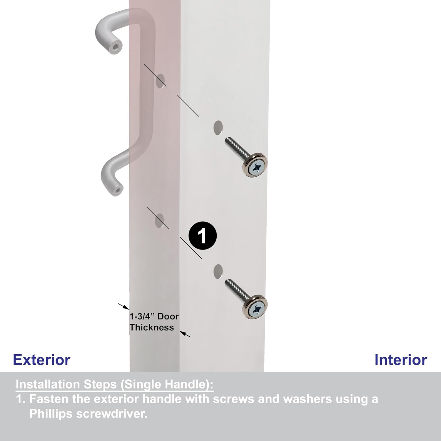 Offset C-Pull Door Handle, Back-to-Back, 12 Inch Center-to-Center, 1 Inch Diameter, Clear Anodized Aluminum, Commercial Storefront Entrance