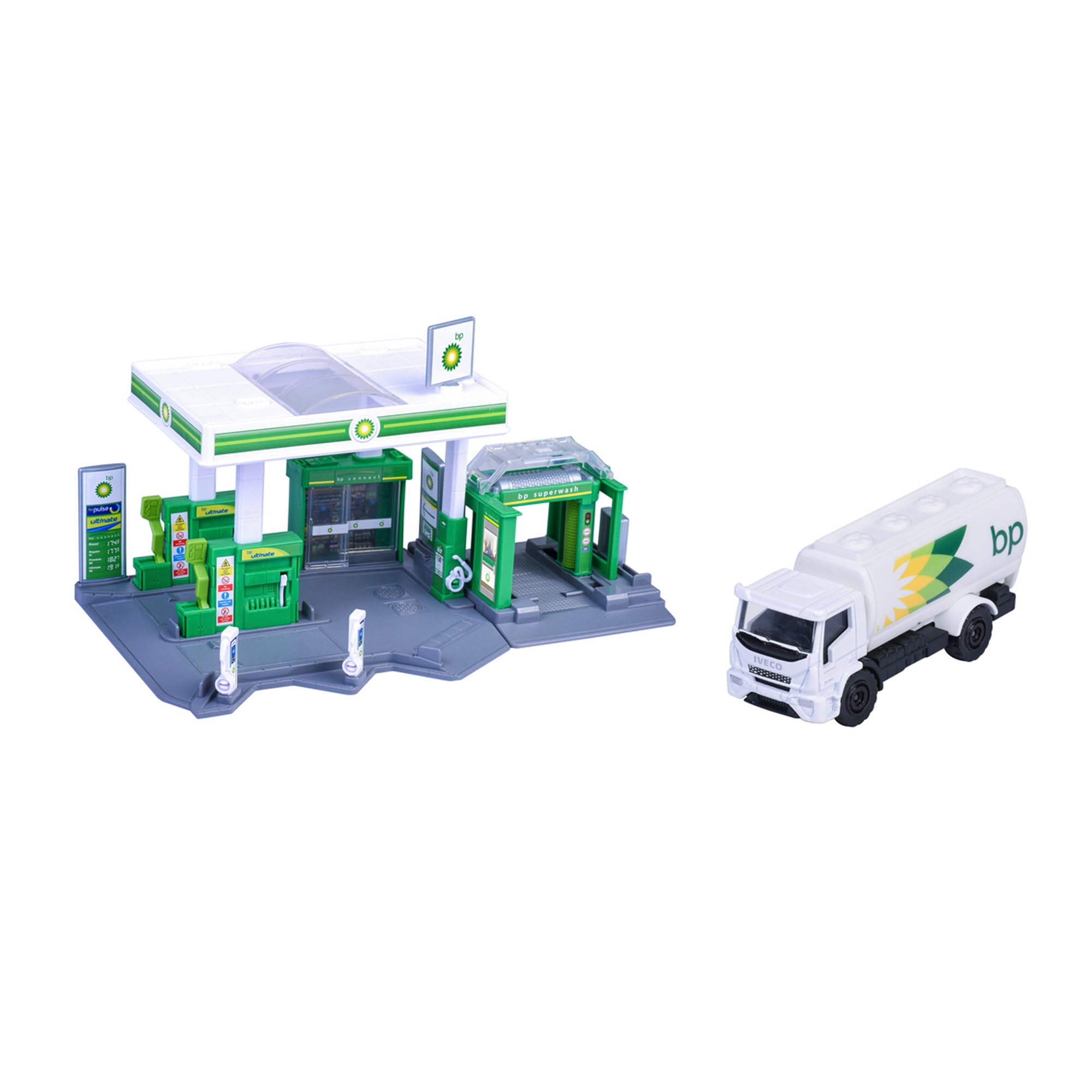BP Petrol Station playset includes 1 Vehicle for kids, Green