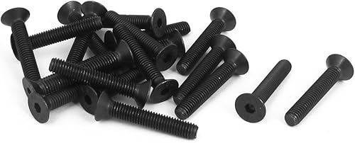 Miniatura 1 de IIVVERR Tornillos de cabeza plana avellanados M5 x 1.181 in, tornillos hexagonales métricos, color negro, 20 unidades (M5 x 1.181 in Tornillo