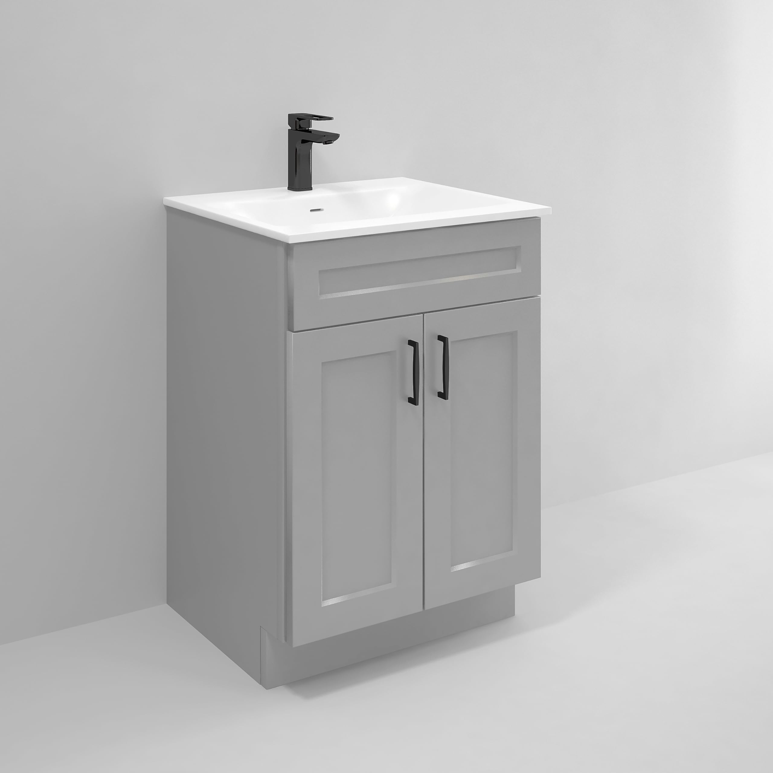 Light Grey Shaker Sink Base Bathroom Vanity 24" Width Ready-to-Assemble Cabinet