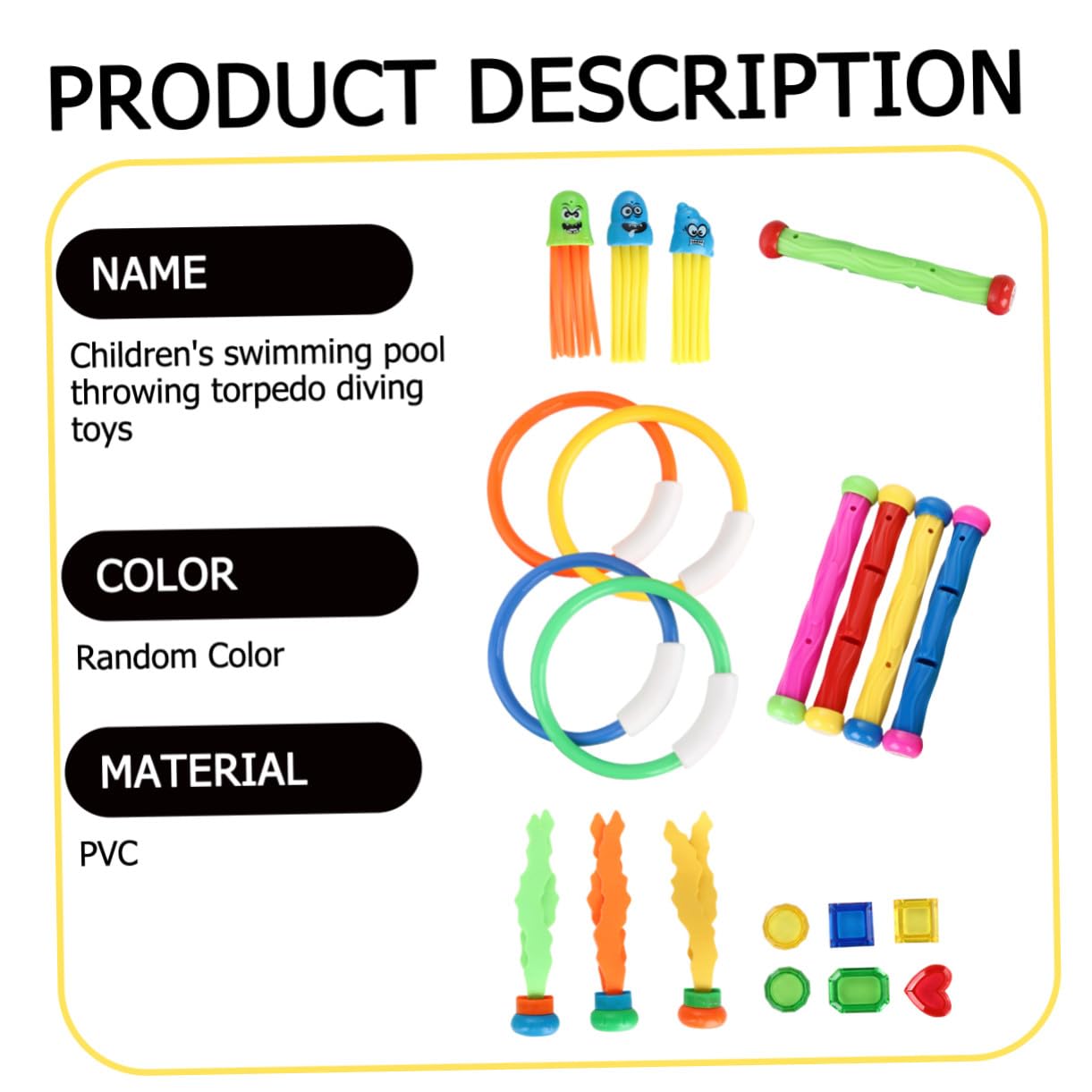 POPETPOP 21pièces Jeu De Jouets Plongée Garçon Fille avec Bâtons Anneaux Et Algues Colorés pour Piscine Extérieur pour Apprentissage Et Jeux Aquatiques