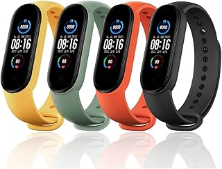 Kit 4 Pulseiras NSmart compatível com MI BAND 5/6 + Película - Nandos-Store (Kit 4 (Amarelo/Verde militar/Vermelho/preto))