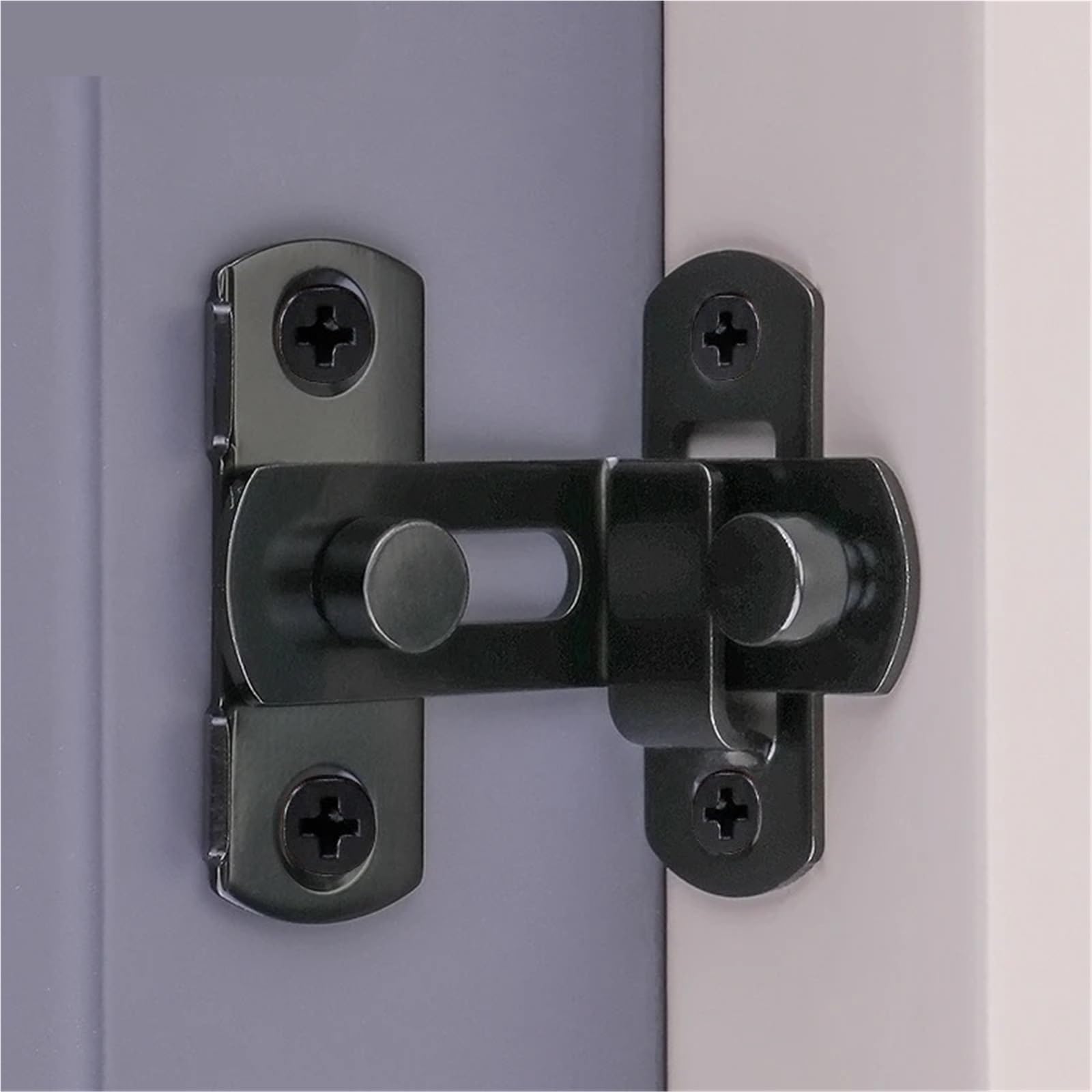 Verrou de porte à pousser-tirer 180 degrés en acier inoxydable noir robuste
