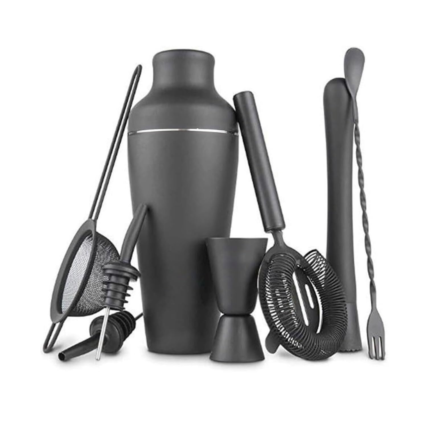 Shaker per Cocktail Set di shaker per cocktail in acciaio inossidabile nero opaco da 8 pezzi Set completo di strumenti per cocktail francesi Set Cocktail