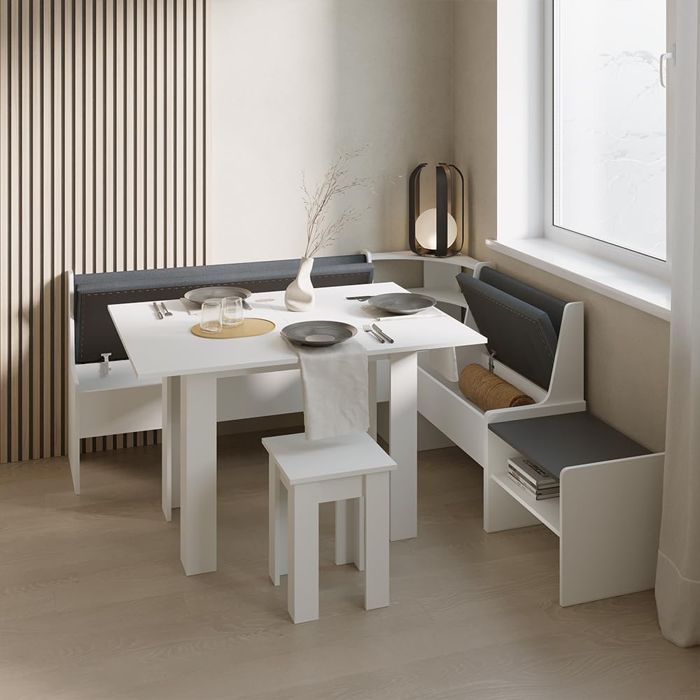 Livinity Groupe de banquettes d'angle Tiberio, Blanc, 180x120cm