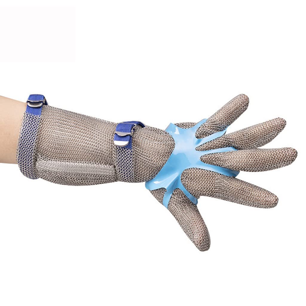 BCPPO Anti Cutting Gloves Metal Cut Resistant Gloves, Butcher Safety Work Protection Gloves, Long Arm Stainless Steel Chainmail Gloves (Color : Arm length 8cm, Size : 1PCS/L)