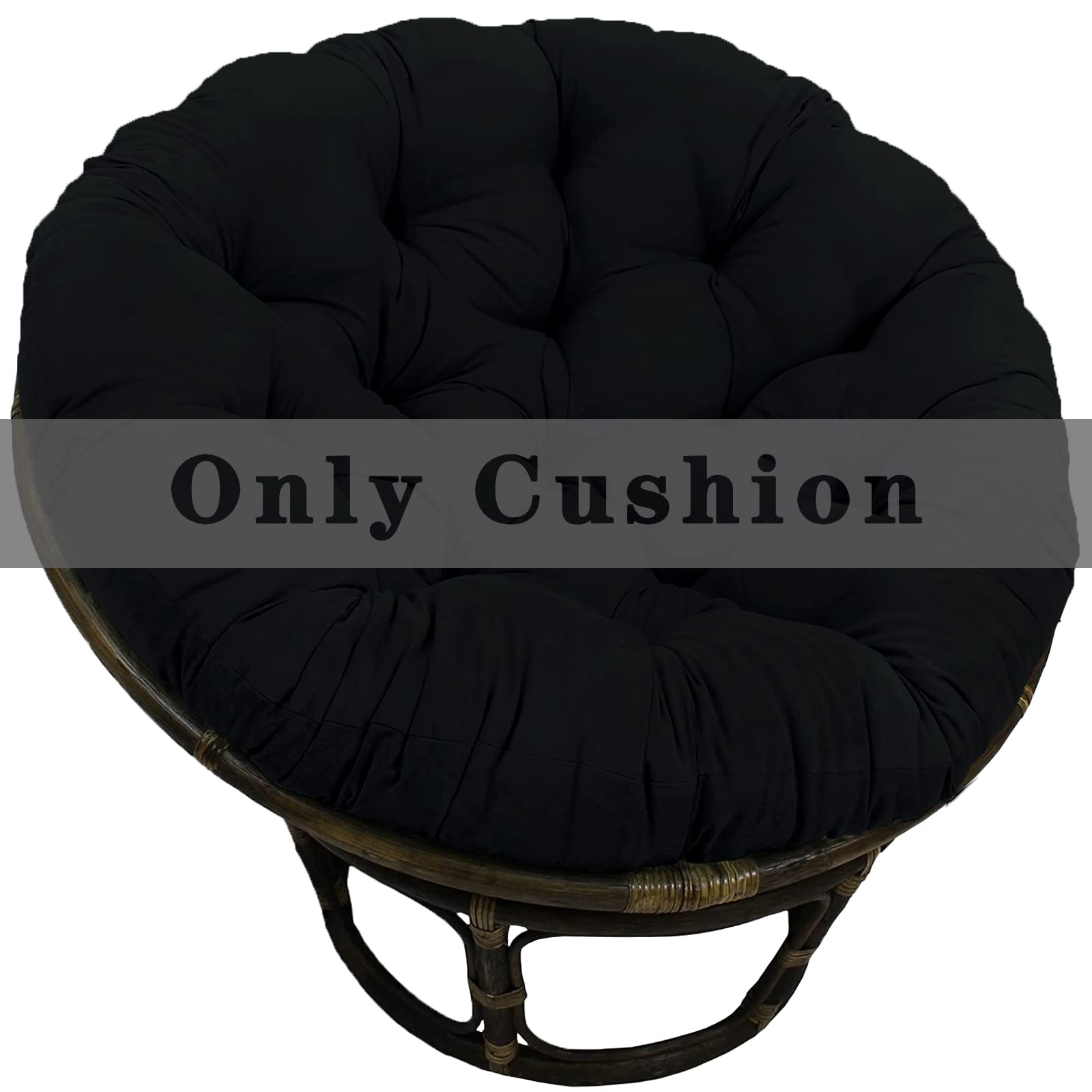 HILUHIDI Papasan Chair Cushion Only 52 inch, 13.23lbs Overstuffed Round Papasan Chair Cushion Only, Thicken Papasan Seat Cushion for Relaxing (Black)