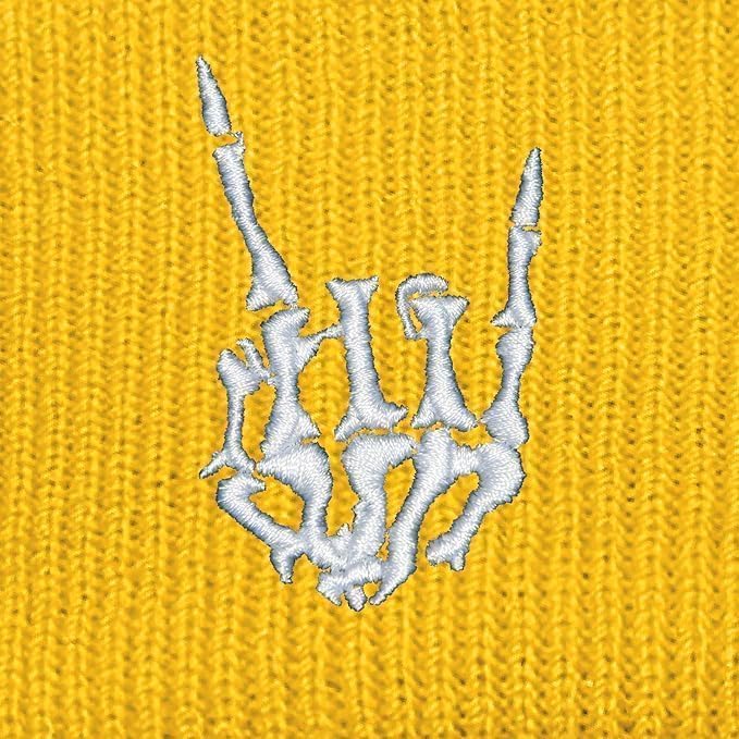 Pack of 2 Halloween Skull Goth Skeleton Hand Knit Beanie Cool Birthday Gifts for Men Women - Image 2