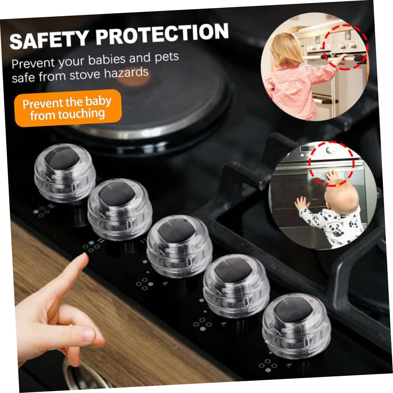 BESTonZON 5pcs Gas Stove Knob Covers Child Safety Guard Easy Install Stove Burner Cover