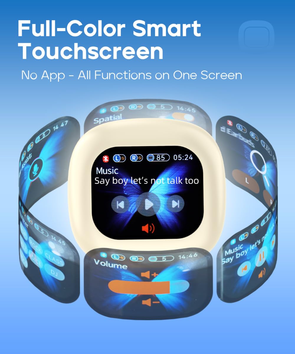 Auricolari aperti wireless Bluetooth 5.4 con custodia di ricarica touchscreen, autonomia di riproduzione 32 ore, cuffie da corsa leggere da 6 g, auricolari sportivi sopra l'orecchio per
