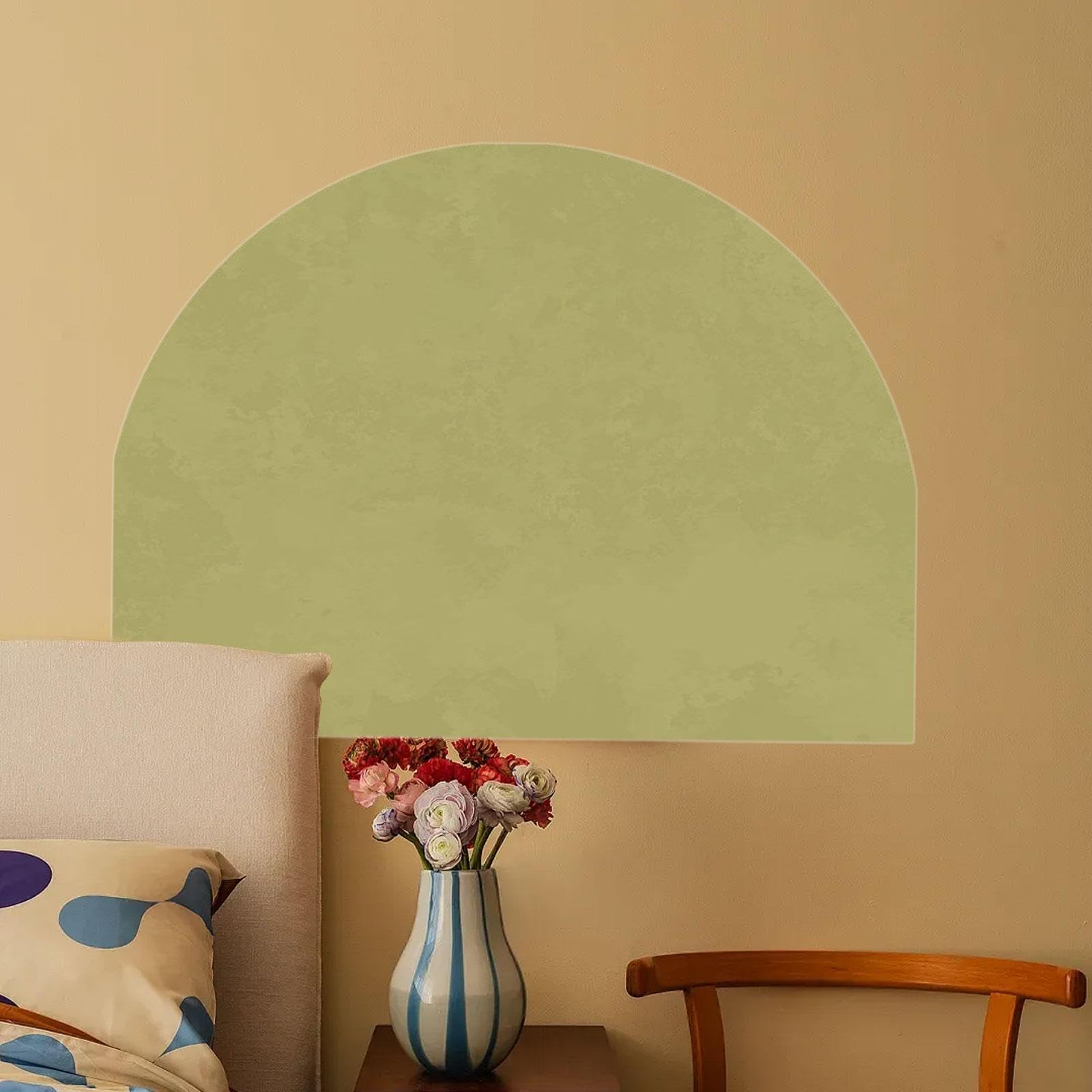 de Pared con Forma de Arco, de PVC, con Diseño Geométrico, Resistente Al Agua, Estilo Bohemio, Removible Y Adecuado para Sala de Estar, Dormi, Amarillo Verde, Individual