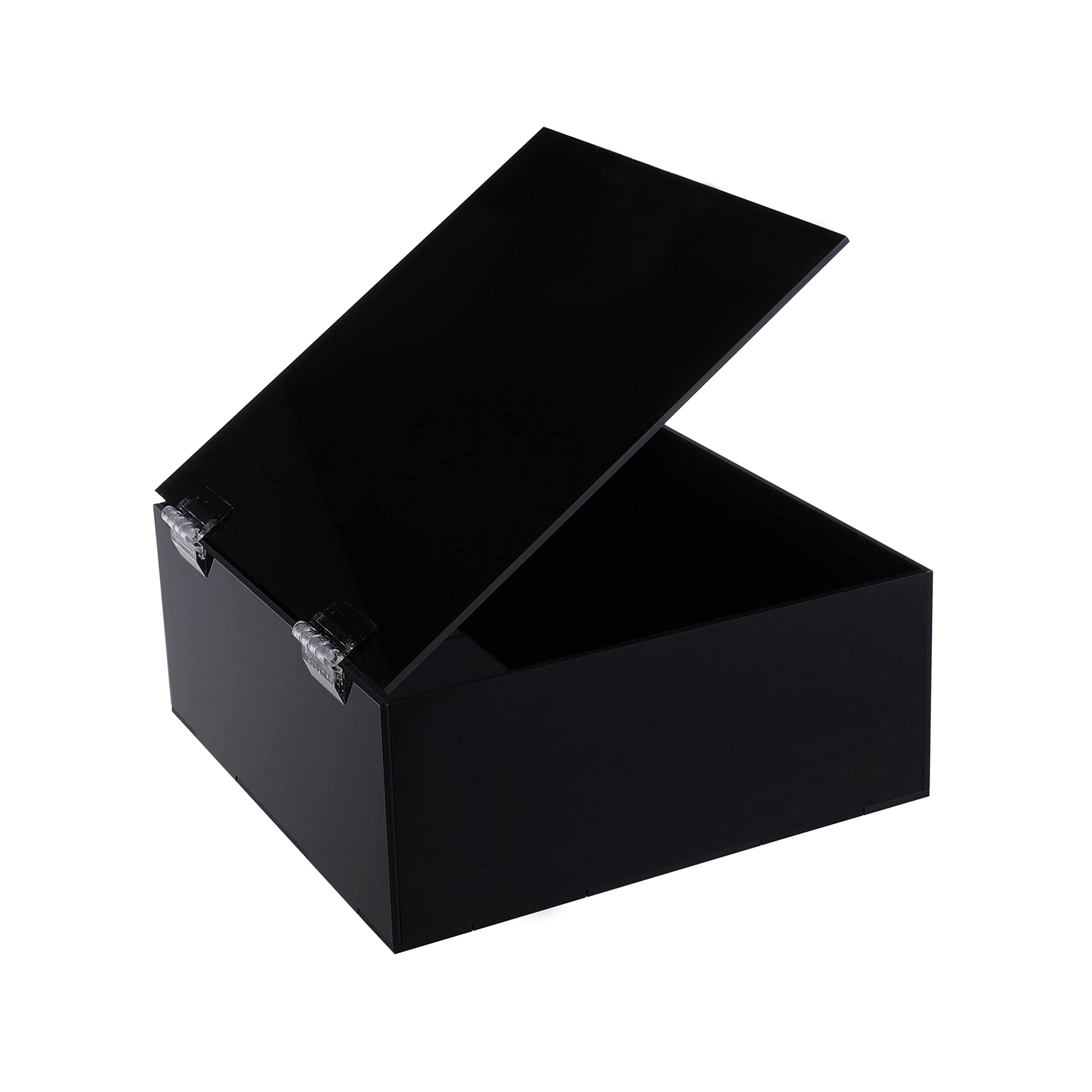 LAMSIT IBDAA Acrylic Box - Fluorescent Display Box with Hinges – Gift Showcase for Collectibles, Jewelries - Dustproof Protection Storage (20x20x8 cm, Black)
