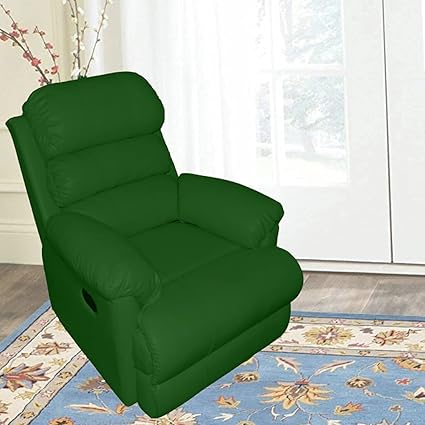 VAIDH LUXURY FURNITURE VLF RC- 016 Manual Recliner, Fully Comfortable & Durable, Single Seater Sofa, Living Room Recliner Chair, Thickened Padded Arm/Back(Green)