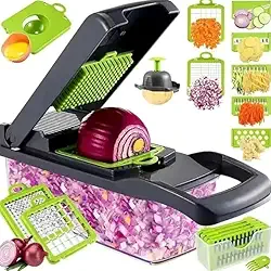 Cortador Alimentos Ralador para cozinha 16 em 1 Fatiador Legumes Queijo Verduras Inox Compacto Rápido e Seguro