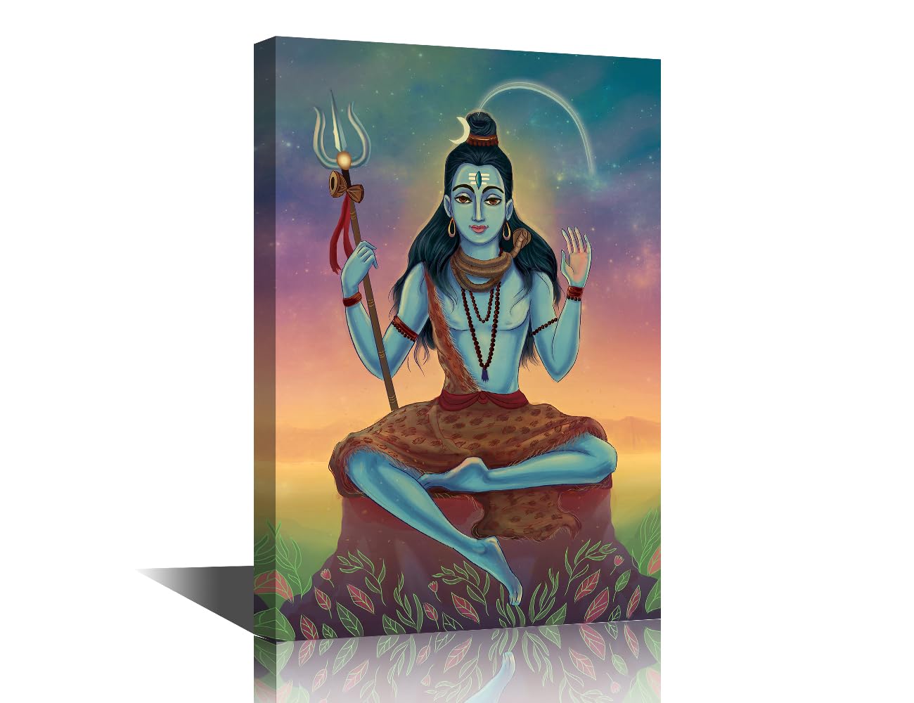 TISHIRON Indian God Wall Decorations Canvas Wall Art for Living Room Shiva God Pictures for Bedroom Lord Shiva Ornaments and Symbols Home Decor Framed Ready to Hang 24x16inch โ image 1