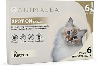 Animalea Spot On Natural Tick Protection for Cats up to 6 Months Protection [6 x Pipettes] - Suitable for Cats from 3 Months - Repellent Against Ticks, Fleas, Lice and Mosquitoes - Instant Effect product image