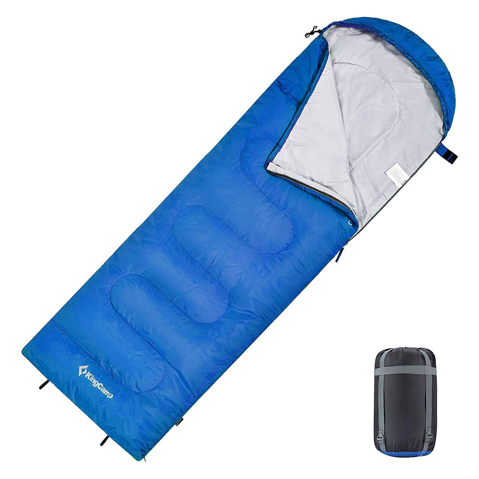 KingCampSleeping Bag 3 Season- Lightweight Waterproof Camping Sleeping Bag Indoor & Outdoor Use for Adults Kids for Hiking Backpacking and Camping with Compression SackGlobal Recycled StandardGlobal Recycled StandardGlobal Recycled Standard