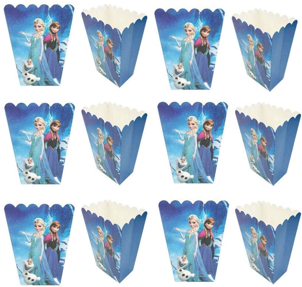 (12 Pcs） THE frozens Themed Party Popcorn Boxes,THE frozens Themed Party Supplies Favors Candy Container Birthday Party Decorations for Kids